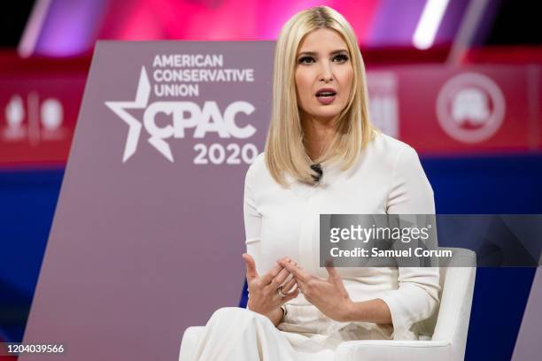 Ivanka Trump, daughter of and Senior Advisor to U.S. President Donald Trump, speaks at the Conservative Political Action Conference 2020 hosted by...