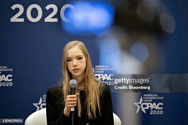 German activist Naomi Seibt speaks during a discussion at the Conservative Political Action Conference in National Harbor, Maryland, U.S., on Friday,...