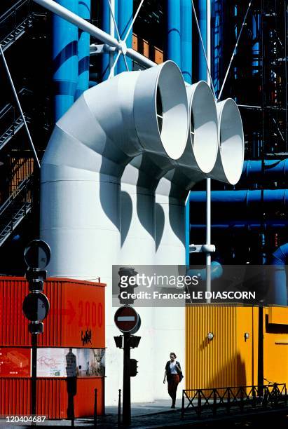 Georges Pompidou center in Paris, France - Behind the building.