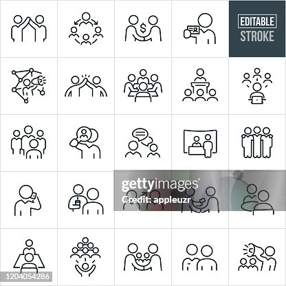 Business Networking Thin Line Icons - Editable Stroke Business Networking Thin Line Icons - Editable Stroke