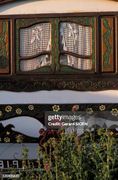 Details of a caravan in Saintes Maries De La Mer, France.