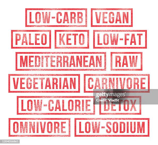 diäten vegan keto paleo ernährung gesunde ernährung essen gummi stempel - mittelmeerküche stock-grafiken, -clipart, -cartoons und -symbole