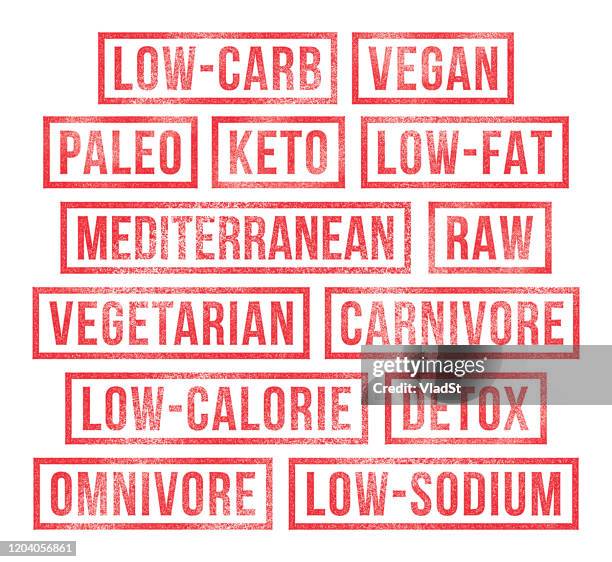 diets vegan keto paleo nutrition healthy eating food rubber stamps - paleo diet stock illustrations