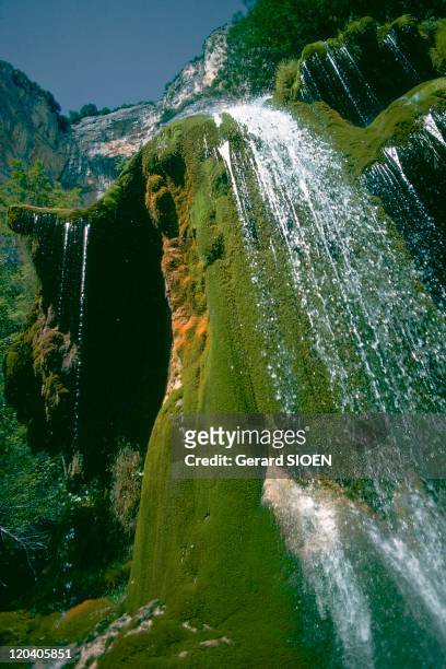 Rhones-Alpes, France - The vercors: waterfalls and tuff near Choranche.