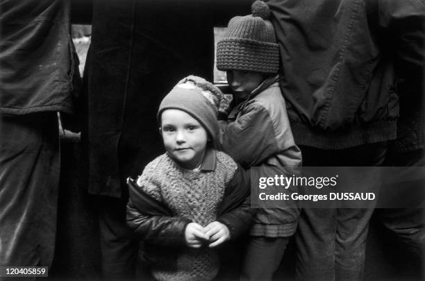 Tinkers in Ballinrobe, Ireland in April 1991 - Mayo County, two tinker boys.