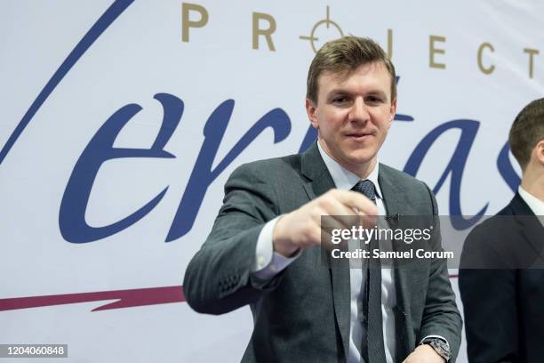 James OKeefe, an American conservative political activist and founder of Project Veritas, meets with supporters during the Conservative Political...