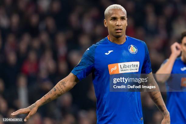 Deyverson of Getafe CF gestures during the UEFA Europa League round of 32 second leg match between AFC Ajax and Getafe CF at Amsterdam Arena on...