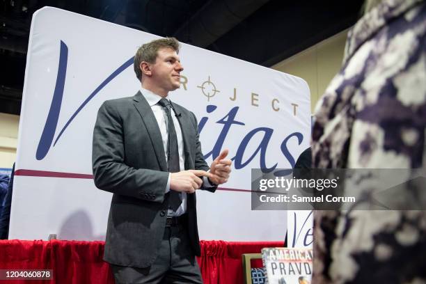 James O'Keefe, an American conservative political activist and founder of Project Veritas, meets with supporters during the Conservative Political...