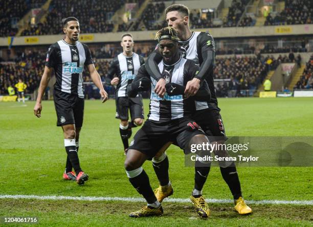 Allan Saint-Maximin of Newcastle United FC celebrates after scoring the winning goal in extra time during the FA Cup Fourth Round Replay match...