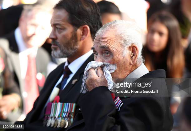 Robert Bom Gillies, one of only two surviving members of the Maori Battalion with Willie Apiata VC at the opening of Te Rau Aroha on February 05,...