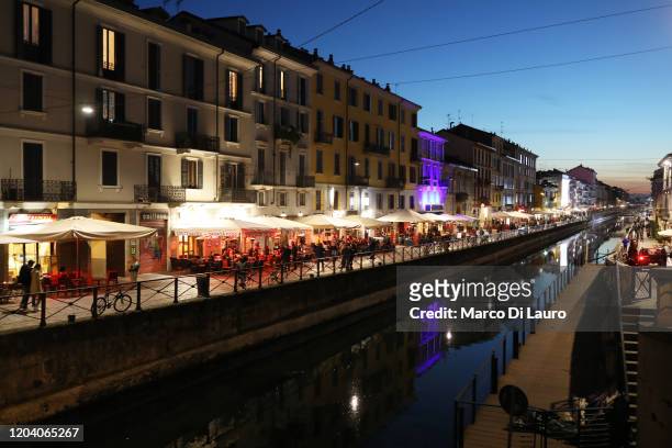 The pubs in the Navigli neighborhood which usually attracts hundreds of customers are seen almost empty due to the fear of the residents for the...