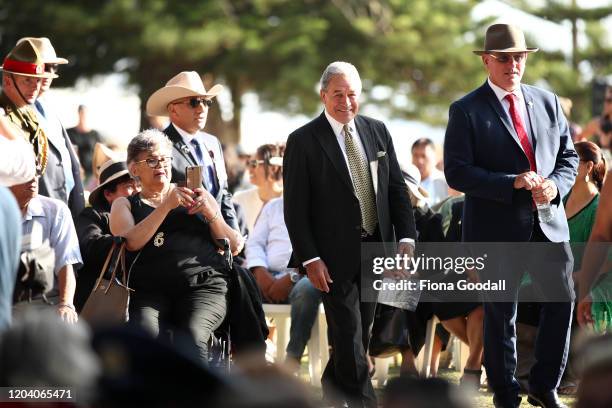 Deputy Prime Minister Winston Peters arrives at the opening of Te Rau Aroha on February 05, 2020 in Waitangi, New Zealand. The $14.6 million Maori...