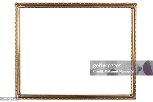 golden picture frame background - 額 ストックフォトと画像