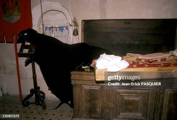 The Priest And The Chest In France In 1987 - The abbot has a big trunk where he puts his surplice -a Country Priest: Father Montgomery Quintin Wright...