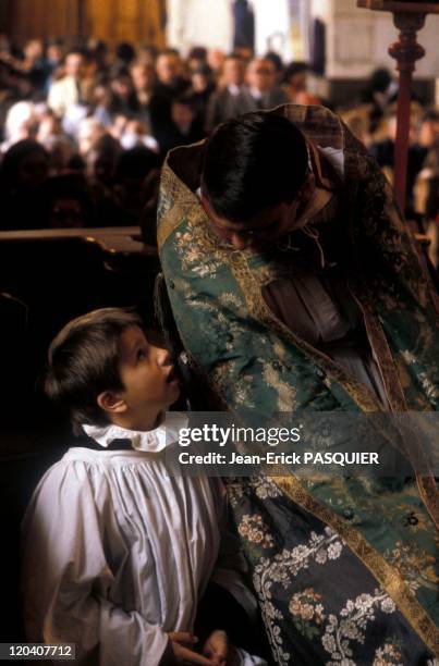 Small And Big In France In 1987 - The surplice and vestments are a beautiful church of Chamblac-a Country Priest: Father Quintin Montgomery Wright...