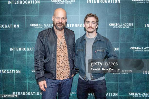 Peter Sarsgaard and Kyle Gallner attend CBS All Access's "Interrogation" Screening And Q&A at Nitehawk Cinema on February 04, 2020 in New York City.