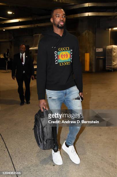 Noah Vonleh of the Denver Nuggets arrives to the game against the LA Clippers on February 28, 2020 at STAPLES Center in Los Angeles, California. NOTE...