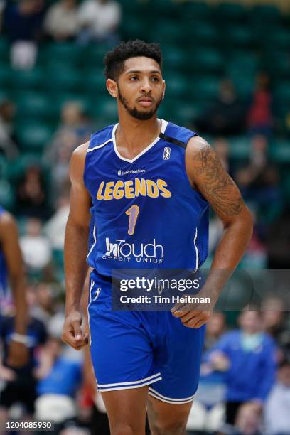 Cameron Payne of the Texas Legends reacts to making a basket during the fourth quarter against the Sioux Falls Skyforce on February 28, 2020 at...