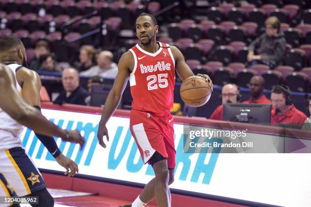 Marquis Teague of the Memphis Hustle handles the ball in an NBA G-League game against the Salt Lake City Stars on February 28, 2020 at Landers Center...