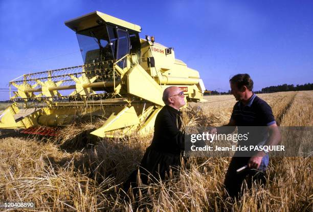 The Priest In Fields In France In 1987 - The abbot does not hesitate to travel the country to greet his flock-a Country Priest: Father Quintin...