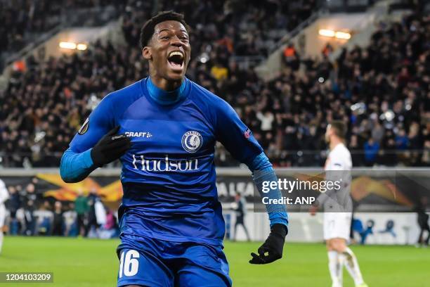 Jonathan David of KAA Gent during the UEFA Europa League round of 32 second leg match between KAA Gent v AS Roma at Ghelamco Arena on February 27,...