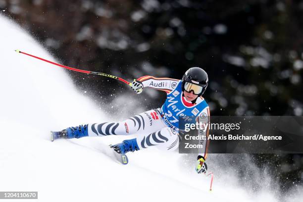 Veronique Hronek of Germany in action during the Audi FIS Alpine Ski World Cup Women's Super G on February 29, 2020 in La Thuile Italy.