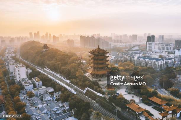 yellow crane tower 黄鹤楼 - wuhan stock pictures, royalty-free photos & images