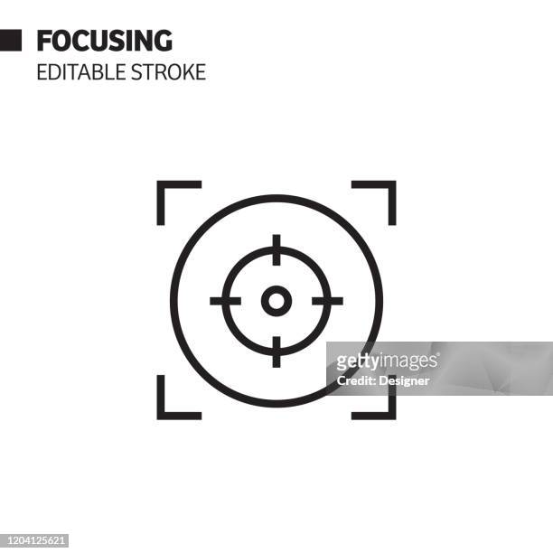 focusing line icon, outline vector symbol illustration. pixel perfect, editable stroke. - vision icon stock illustrations