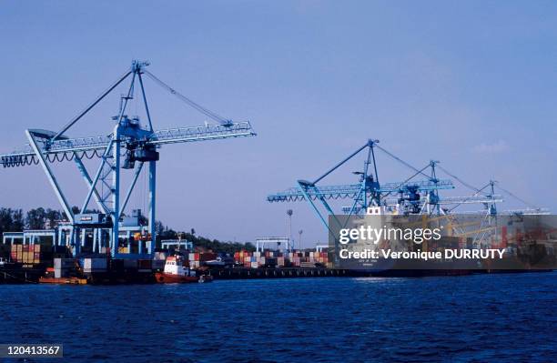 The commercial port of Mombasa in Kenya, Africa.