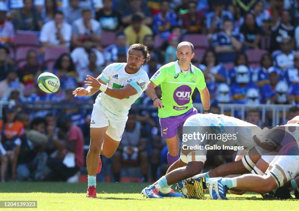 Sam Nock of Blues during the Super Rugby match between DHL Stormers and Blues at DHL Newlands on February 29, 2020 in Cape Town, South Africa.