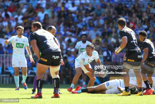 Sam Nock of Blues during the Super Rugby match between DHL Stormers and Blues at DHL Newlands on February 29, 2020 in Cape Town, South Africa.