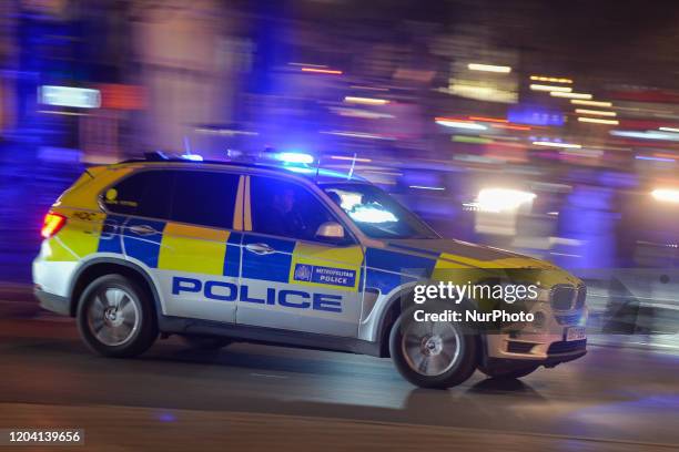 London Metropolitan Police car seen in Central London. On Saturday, 25 January 2020, in London, United Kingdom.