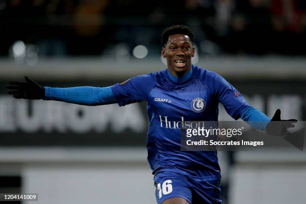 Jonathan David of KAA Gent during the UEFA Europa League match between Gent v AS Roma at the Ghelamco Arena on February 27, 2020 in Gent Belgium
