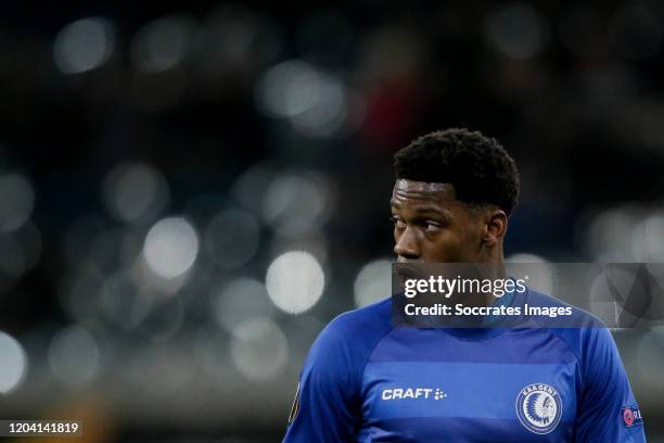 Jonathan David of KAA Gent during the UEFA Europa League match between Gent v AS Roma at the Ghelamco Arena on February 27, 2020 in Gent Belgium