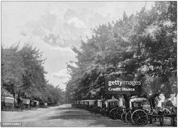 antique photograph of the british empire: outside the dutch church at paarl, cape colony, south africa - cape winelands stock illustrations
