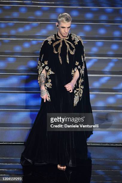 Achille Lauro attends the 70° Festival di Sanremo at Teatro Ariston on February 04, 2020 in Sanremo, Italy.