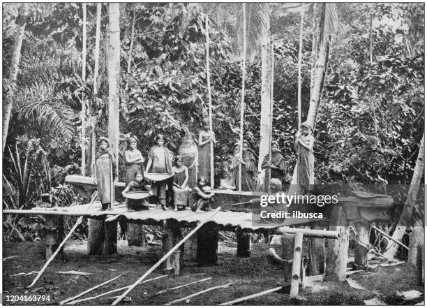 ilustraciones, imágenes clip art, dibujos animados e iconos de stock de fotografía antigua del imperio británico: aderezo de arroz en los asentamientos del estrecho - imperio británico