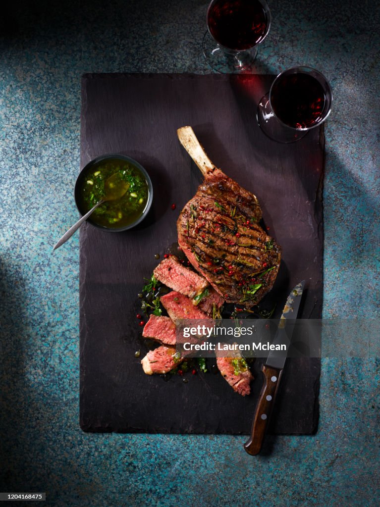On the bone rib steak