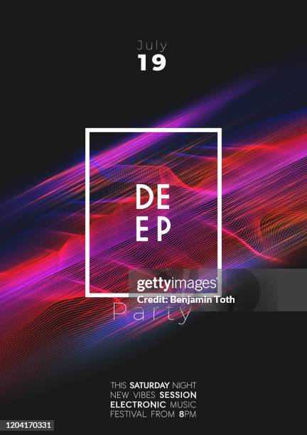 neon wave dance party poster background - rhythm stock illustrations