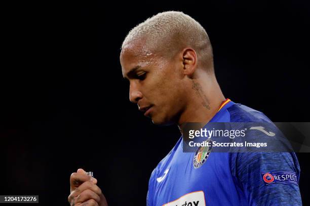 Deyverson of Getafe with a cigarette lighter during the UEFA Europa League match between Ajax v Getafe at the Johan Cruijff Arena on February 27,...