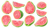 Isolated pink fleshed guava pieces