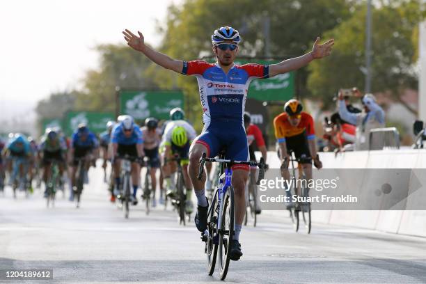 Arrival / Niccolo Bonifazio of Italy and Team Total Direct Energie / Celebration / Phil Bauhaus of Germany and Team Bahrain-Mclaren / Nacer Bouhanni...