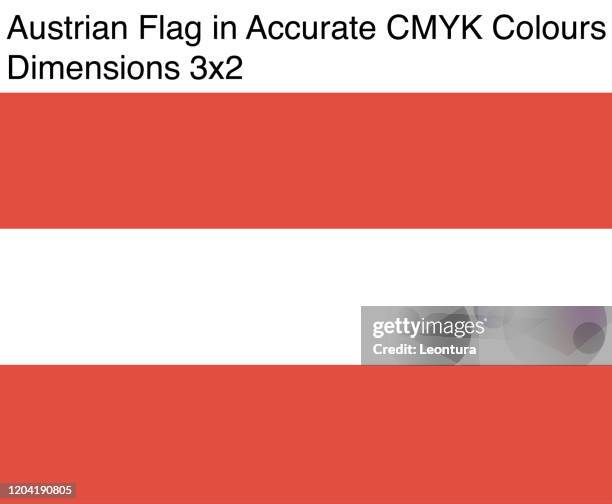 österreichische flagge in genauen cmyk farben (maße 3x2) - österreichische kultur stock-grafiken, -clipart, -cartoons und -symbole