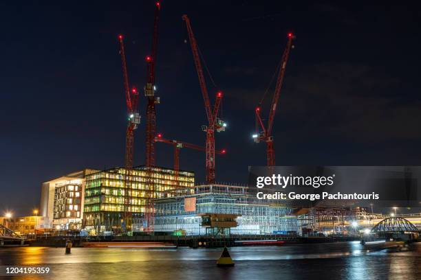 large construction site at night - big city bildbanksfoton och bilder