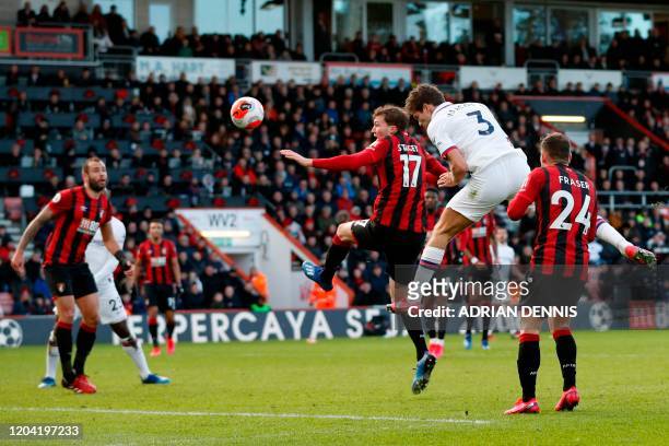 Chelsea's Spanish defender Marcos Alonso misses a chance at goal during the English Premier League football match between Bournemouth and Chelsea at...