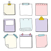 Hand drawn notepaper, message sticky notes, vector/illustration