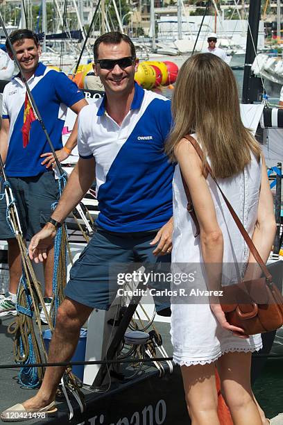 Prince Felipe of Spain and Princess Letizia of Spain attend 30th Copa del Rey Audi Mapfre Sailing Cup day 2 at the Club Nautico on August 2, 2011 in...