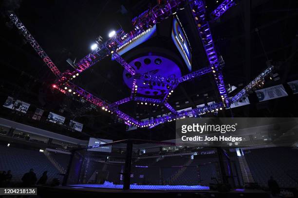General view of the Octagon prior to the UFC Fight Night event at Chartway Arena on February 29, 2020 in Norfolk, Virginia.