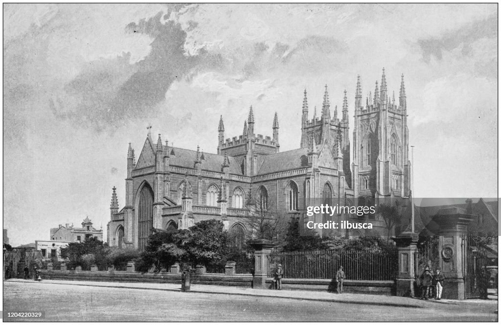 Antique photograph of the British Empire: St Andrew's Cathedral, Sydney, Australia