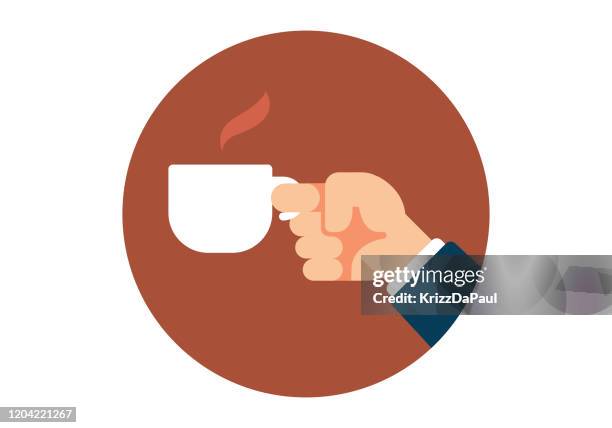 hand holding a coffee cup - coffee break stock illustrations